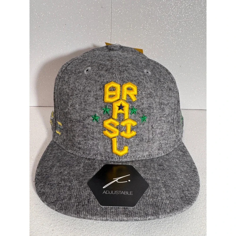 Brasil CBF Soccer National Team Snapback Hat Gray Heather Adjustable Cap NWT